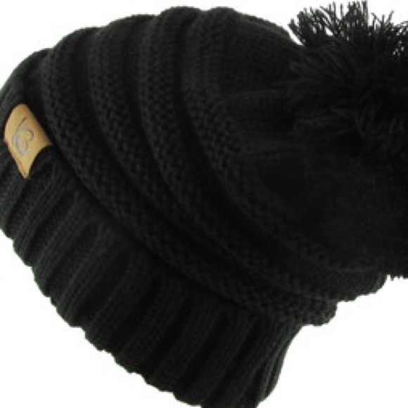 Chunk Pom Pom Cable Knit Ribbed Beanie - Picture 4 of 16